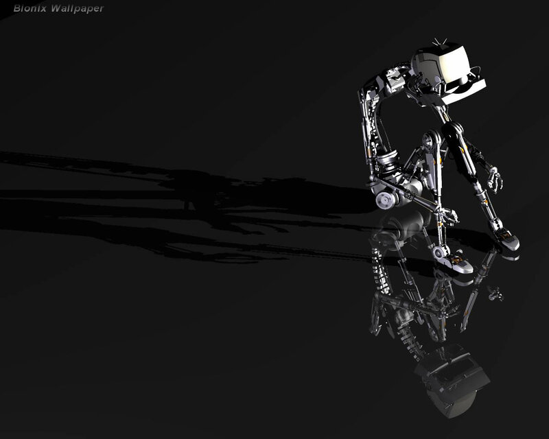 robotic figure on dark background