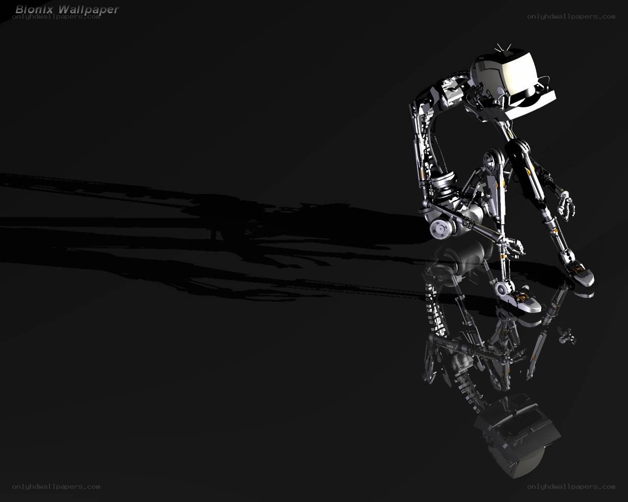 robotic figure on dark background