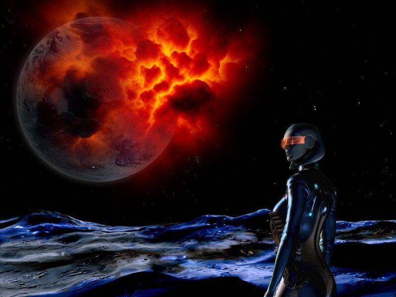 Robotic Figure on Moon
