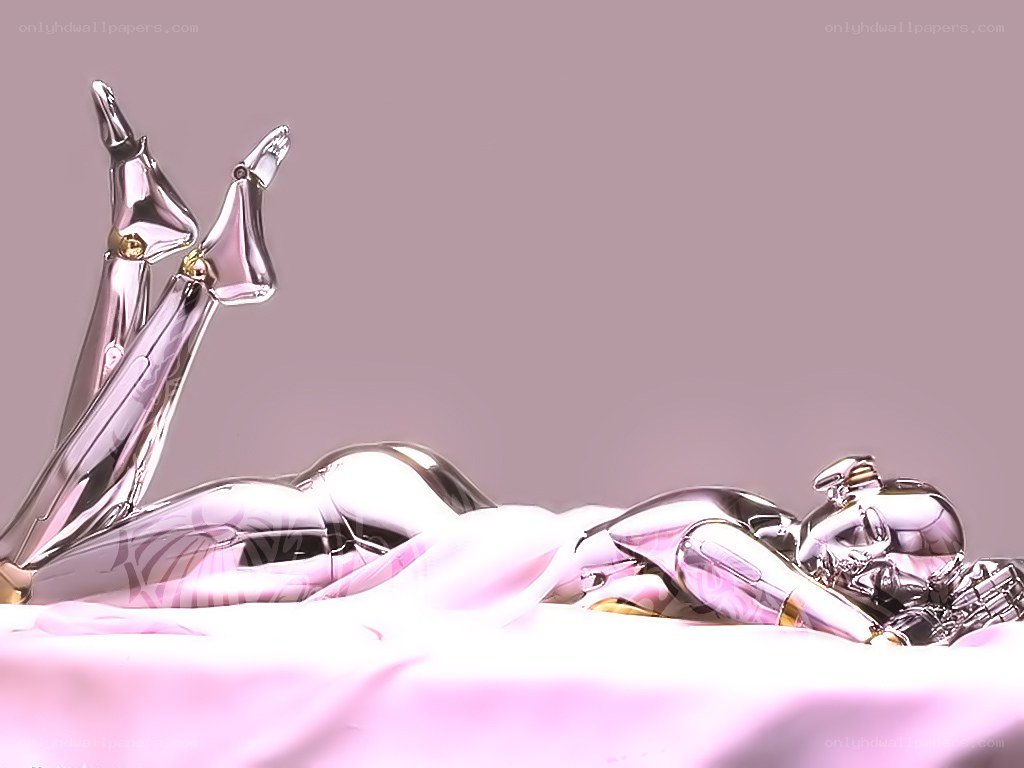 robotic figure on pink fabric