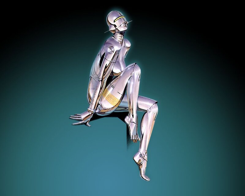 robotic figure sitting