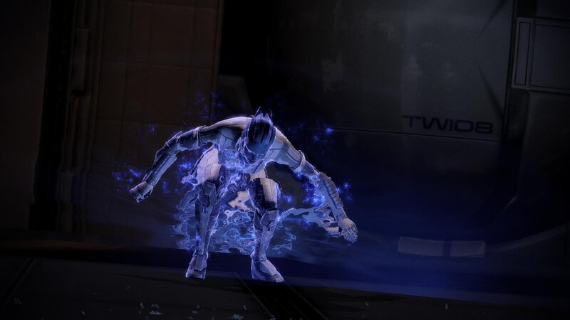 robotic figure with blue energy