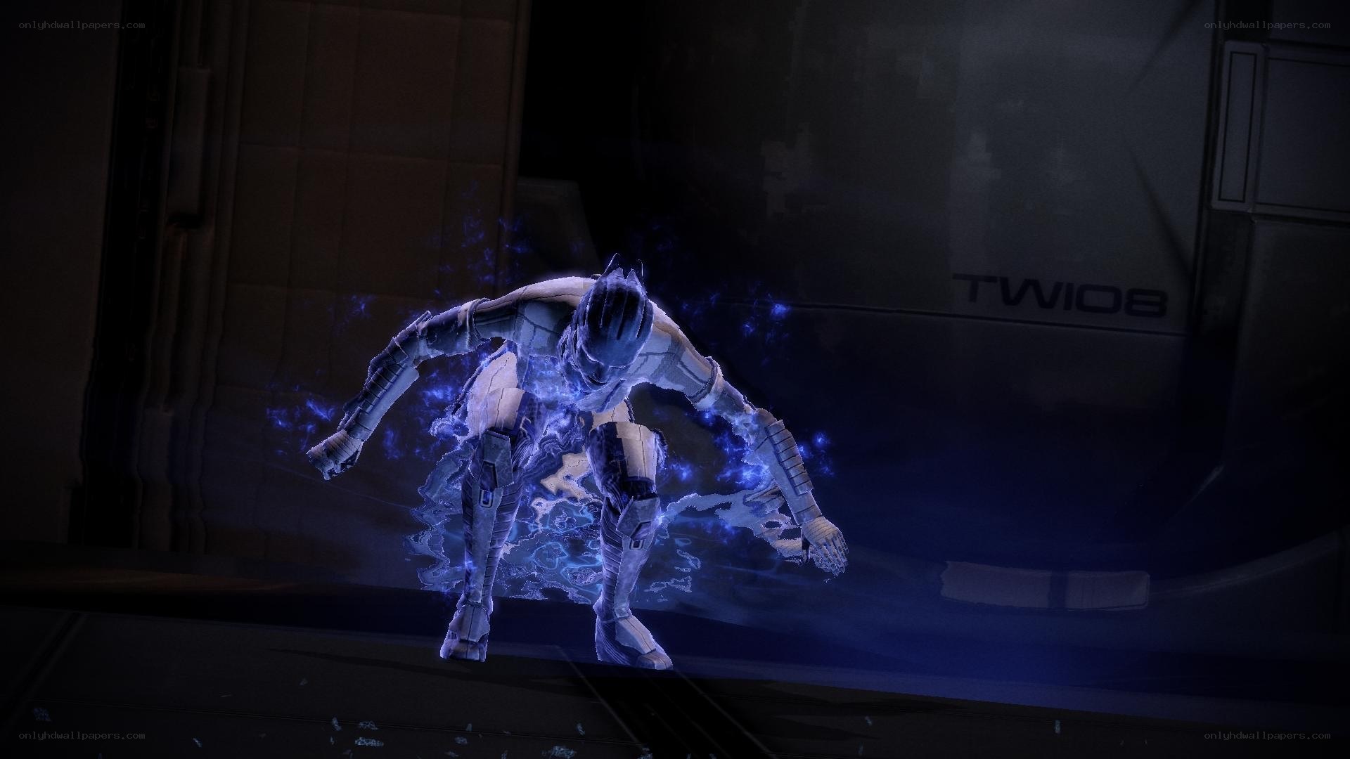 robotic figure with blue energy