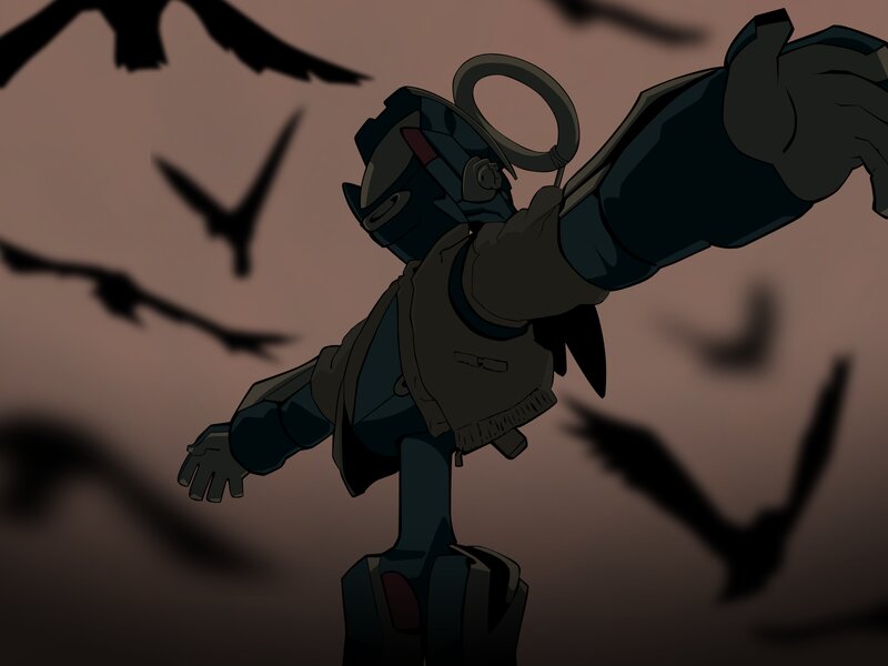 Robotic Figure with Crow