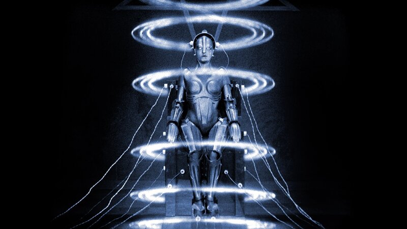 robotic figure with energy rings