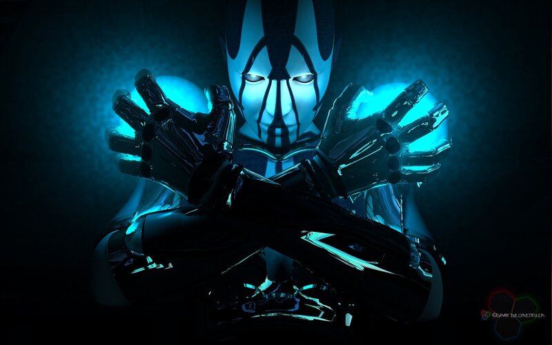 robotic figure with glowing hands