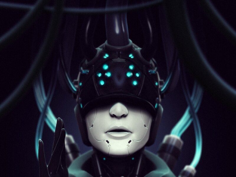 Robotic Figure with Glowing Lights