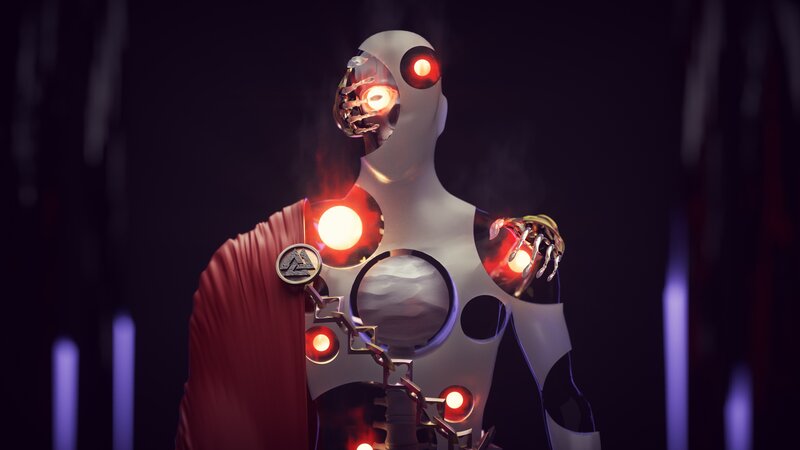 Robotic Figure with Glowing Parts