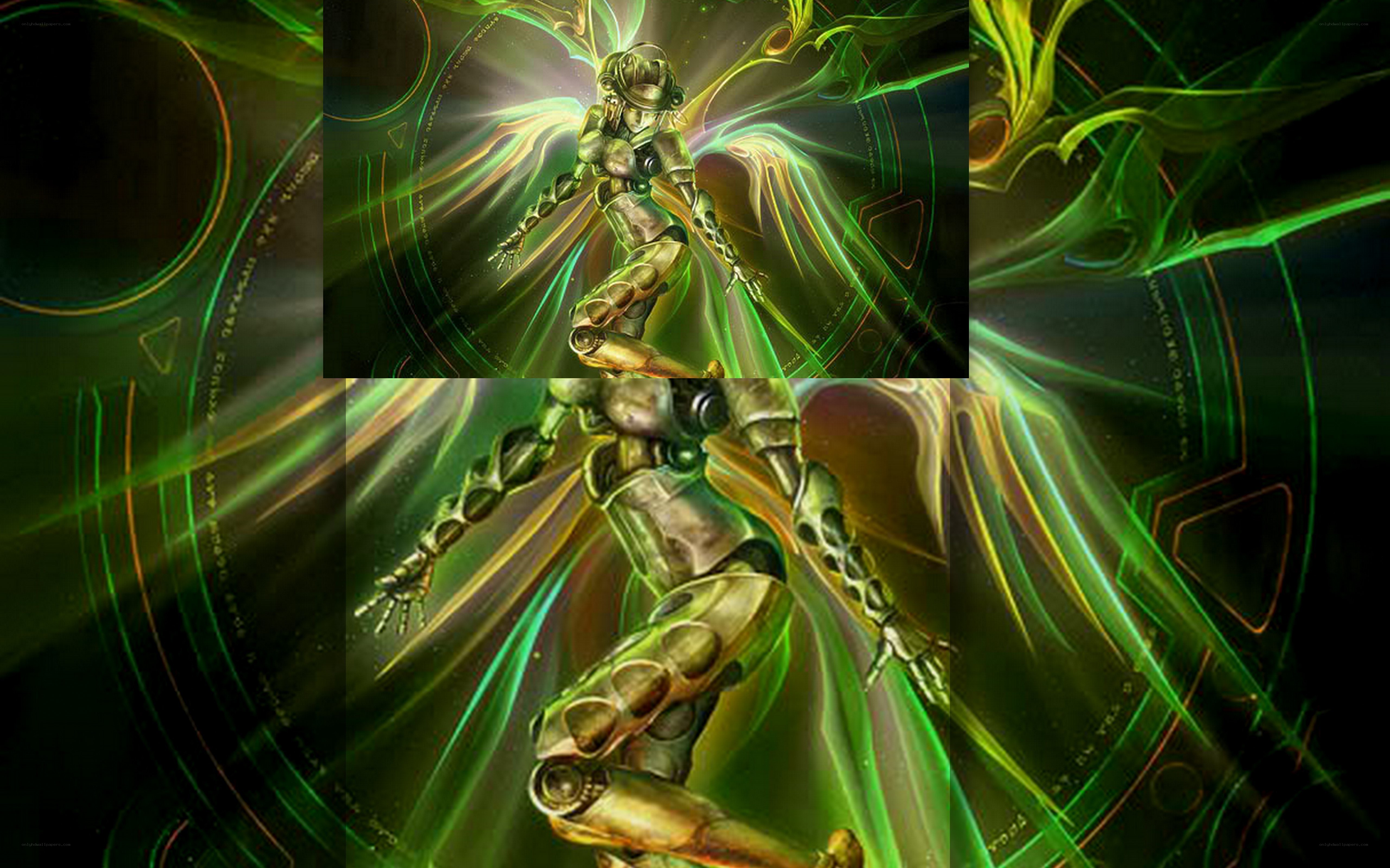 robotic figure with glowing wings