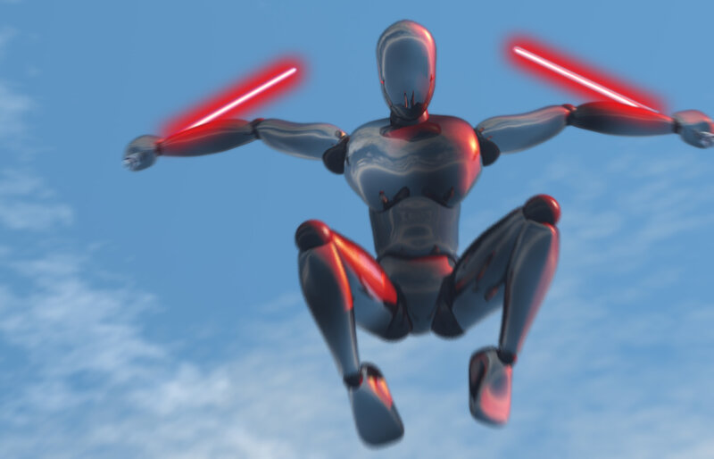 Robotic Figure with Lightsabers