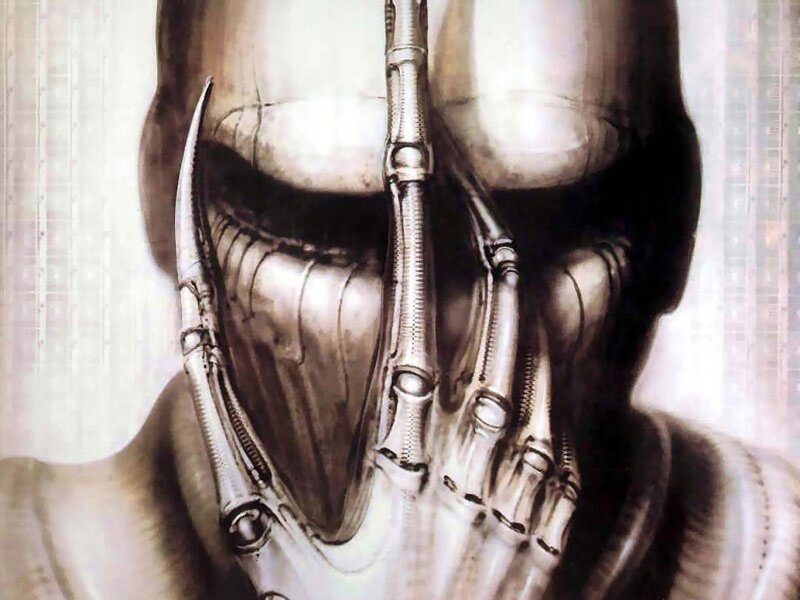 robotic figure with mechanical face