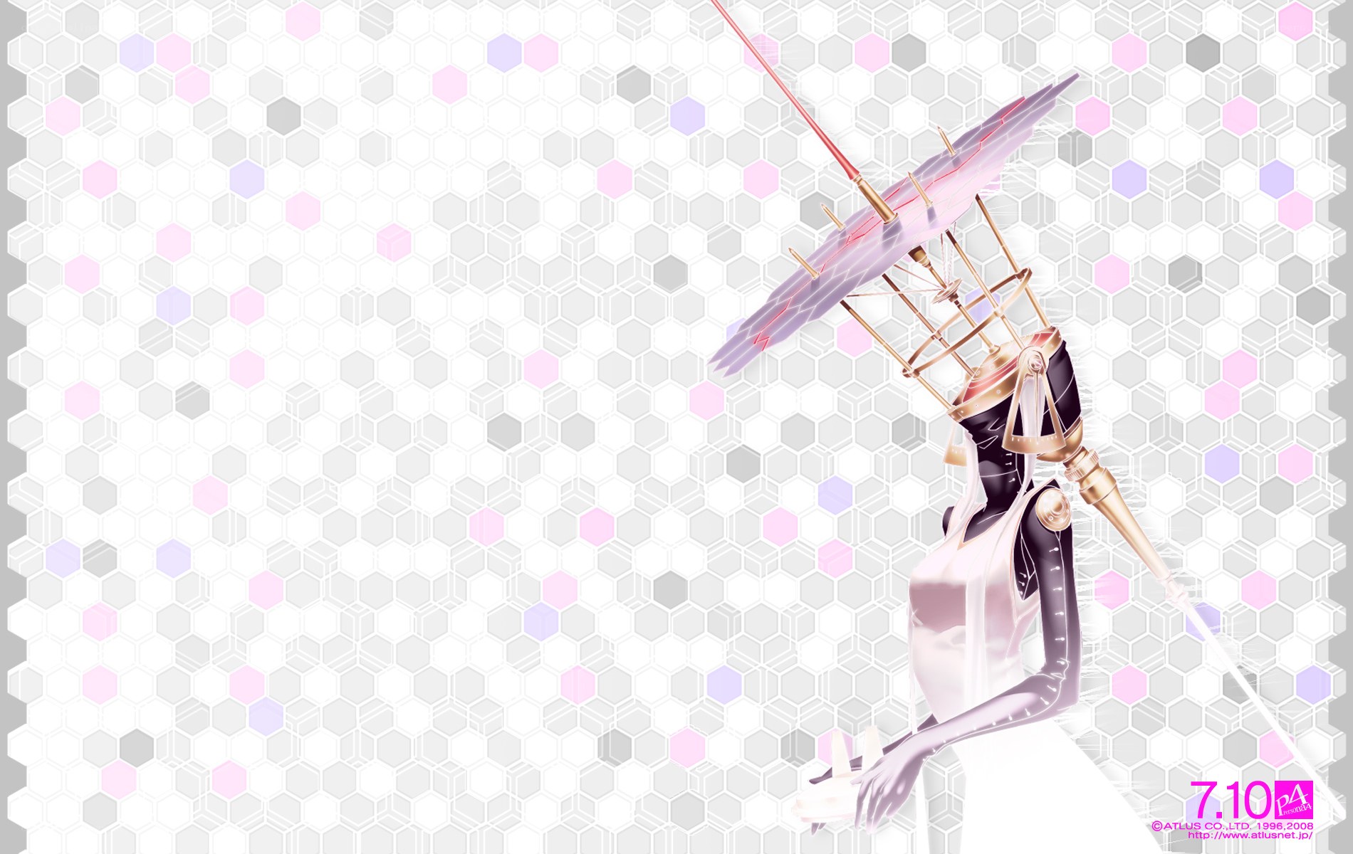robotic figure with parasol