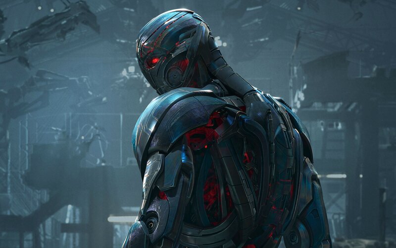 Robotic Figure with Red Lights — Blue