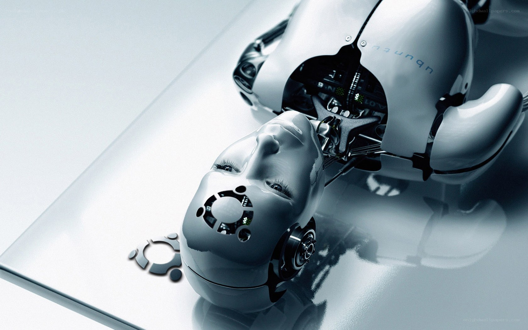 robotic figure with ubuntu logo