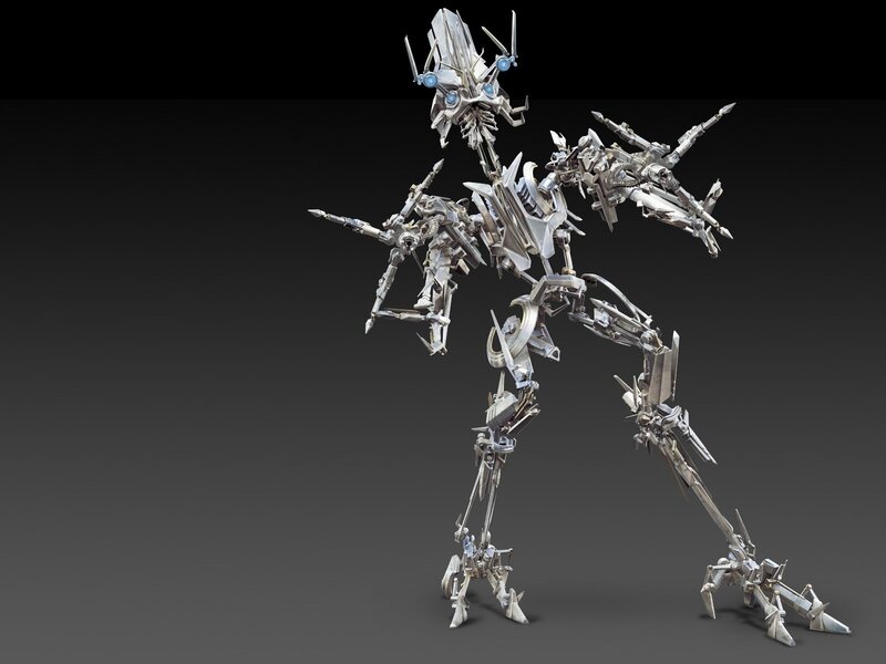 robotic figure with weapons