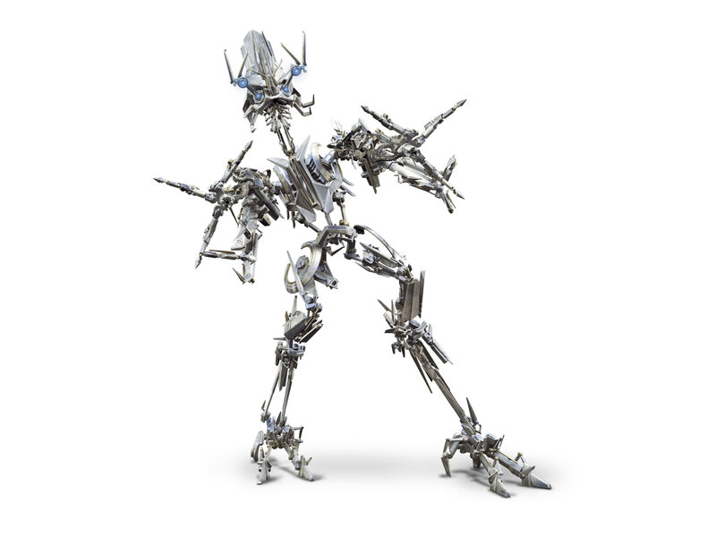 robotic figure with weapons
