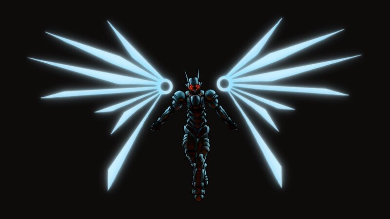 Robotic Figure with Wings — Black