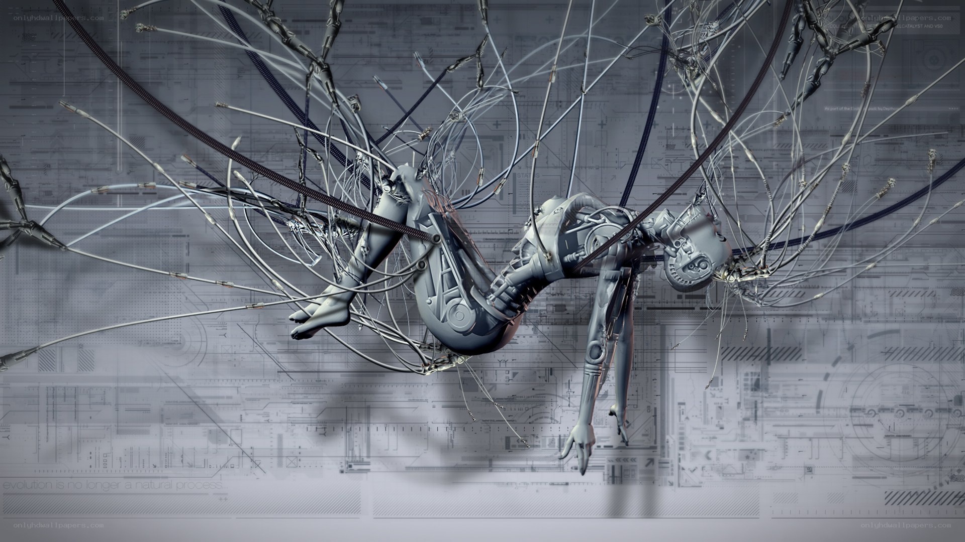 robotic figure with wires