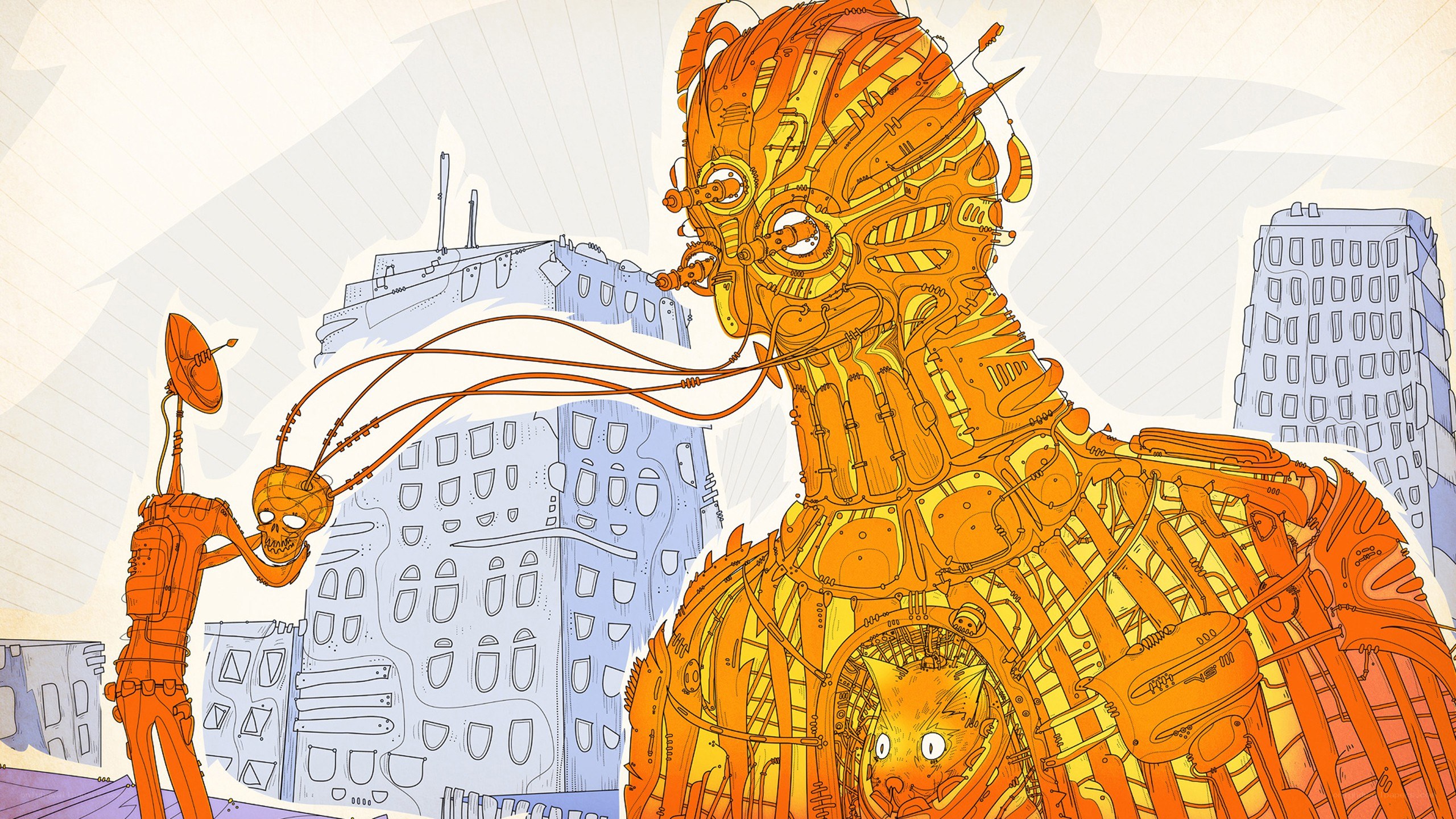 robotic figures in a city