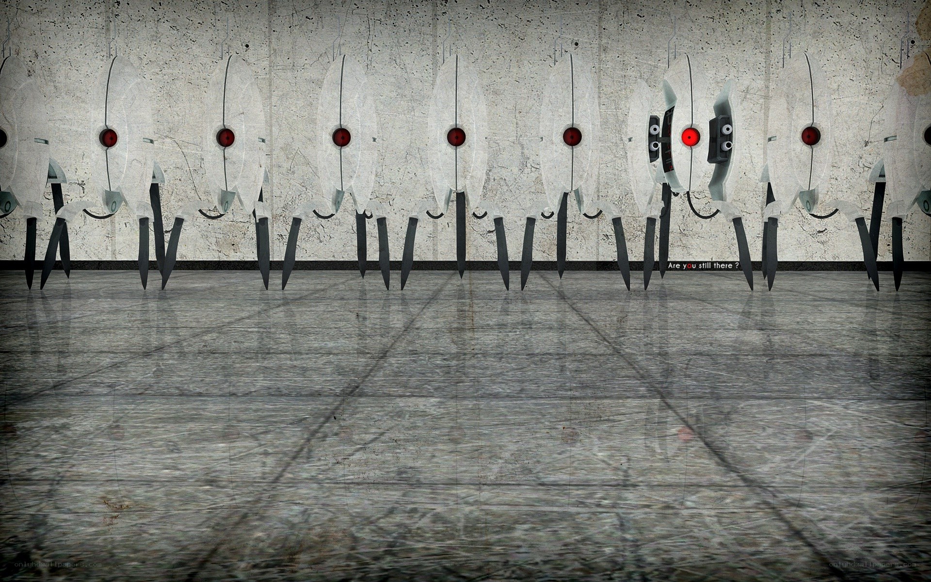 robotic figures in a corridor