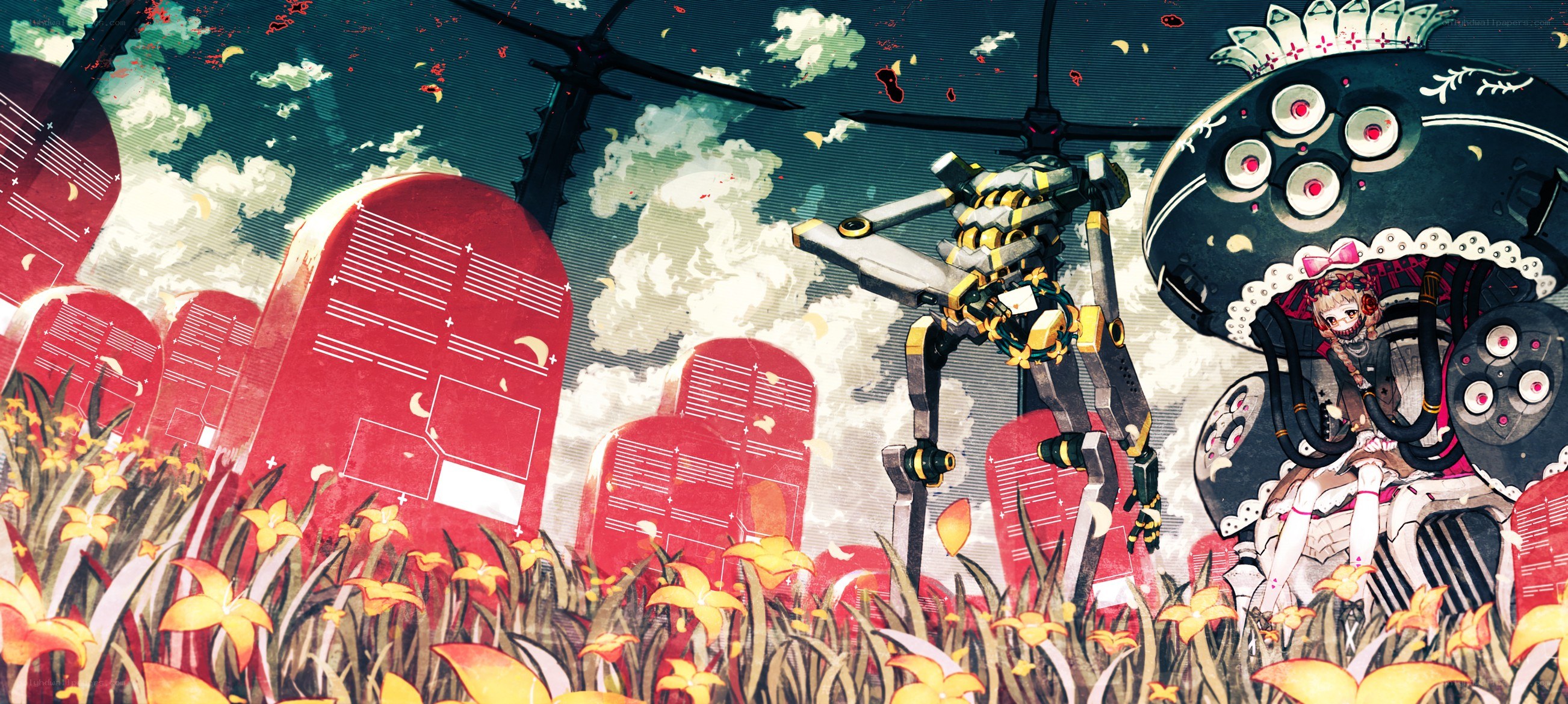 robotic figures in a graveyard