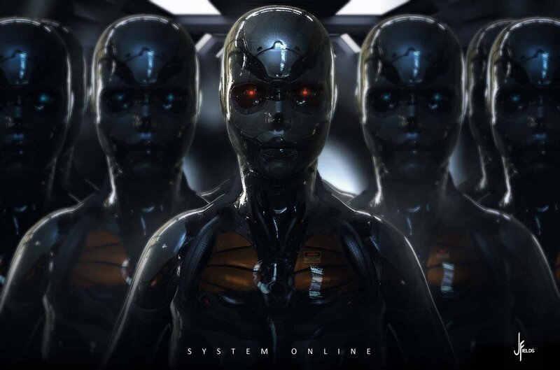 Robotic Figures in Formation — Black