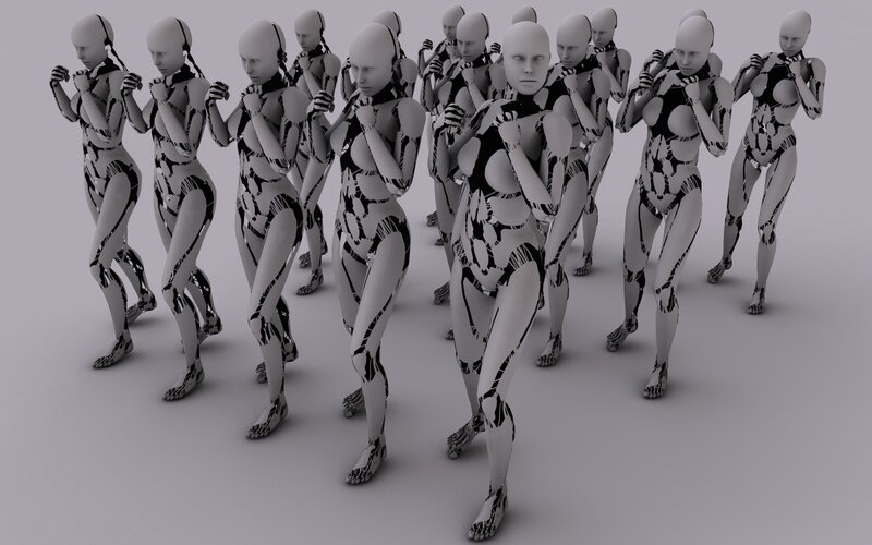 robotic figures in formation