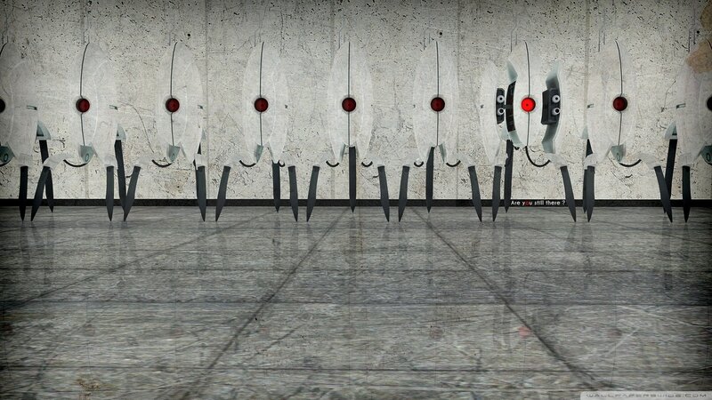 Robotic Figures in Hallway