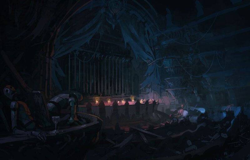 Robotic Figures in Ruin — Blue