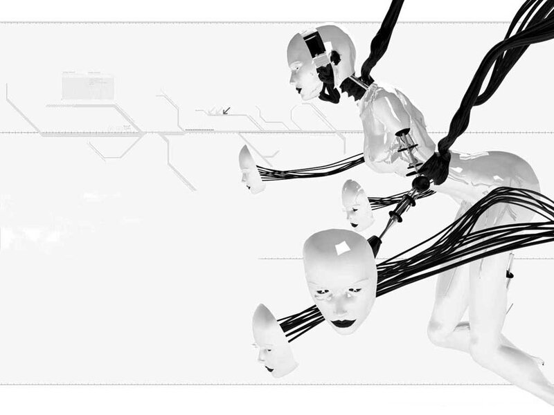 robotic figures with cables