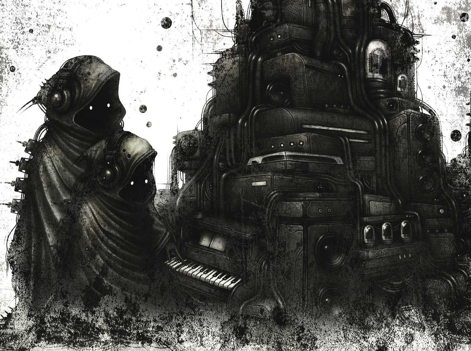 robotic figures with piano