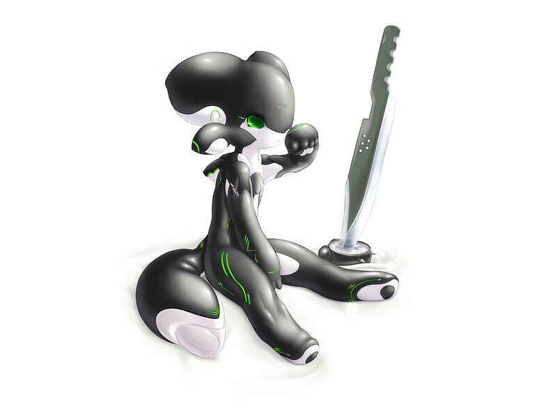 robotic fox with sword
