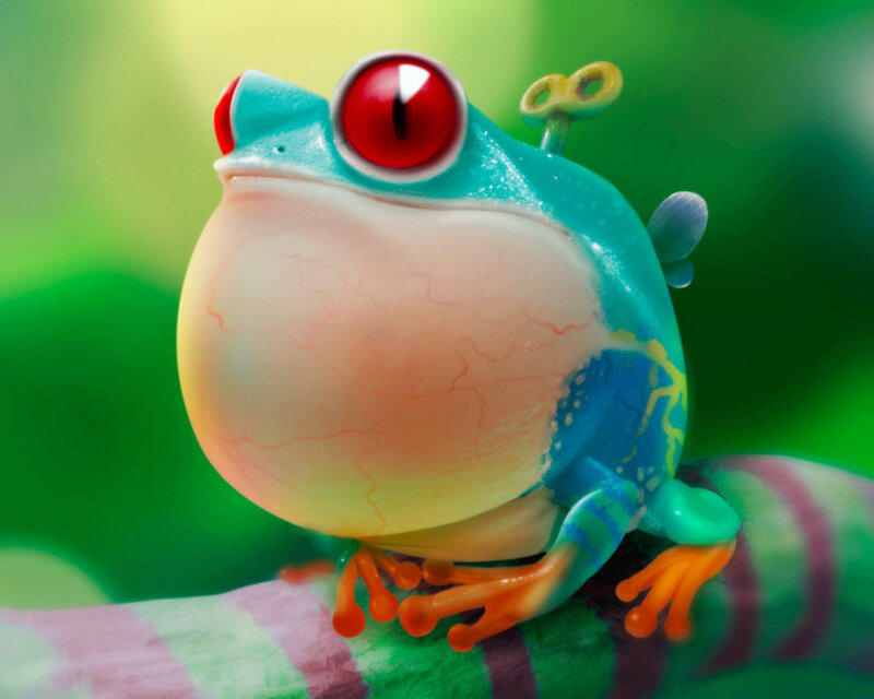 Robotic Frog on Branch
