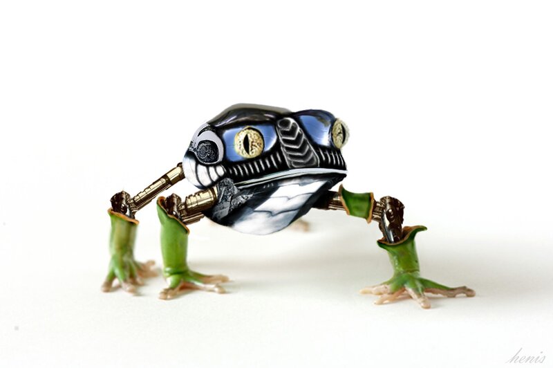 robotic frog sculpture