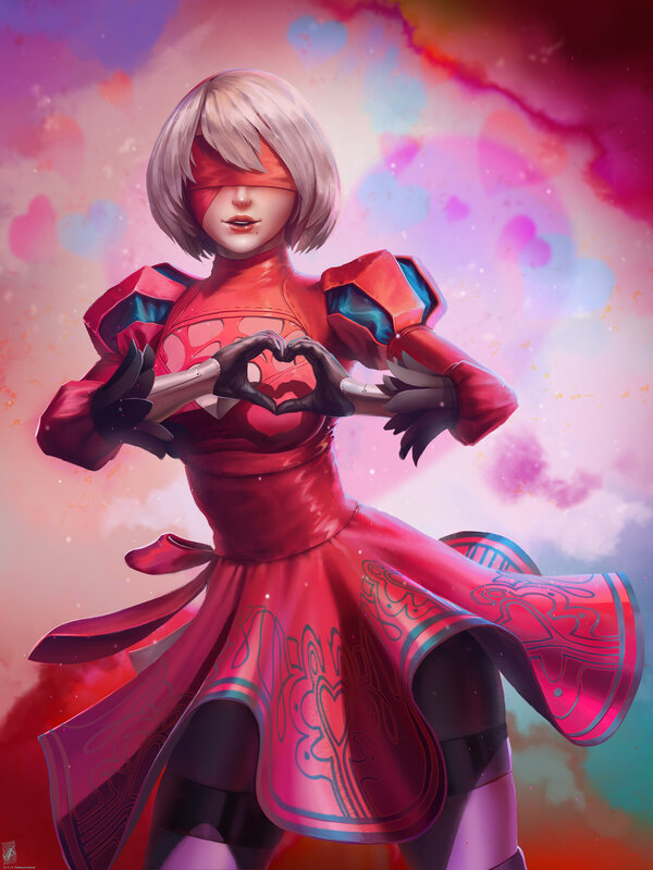 Robotic Girl Making Heart