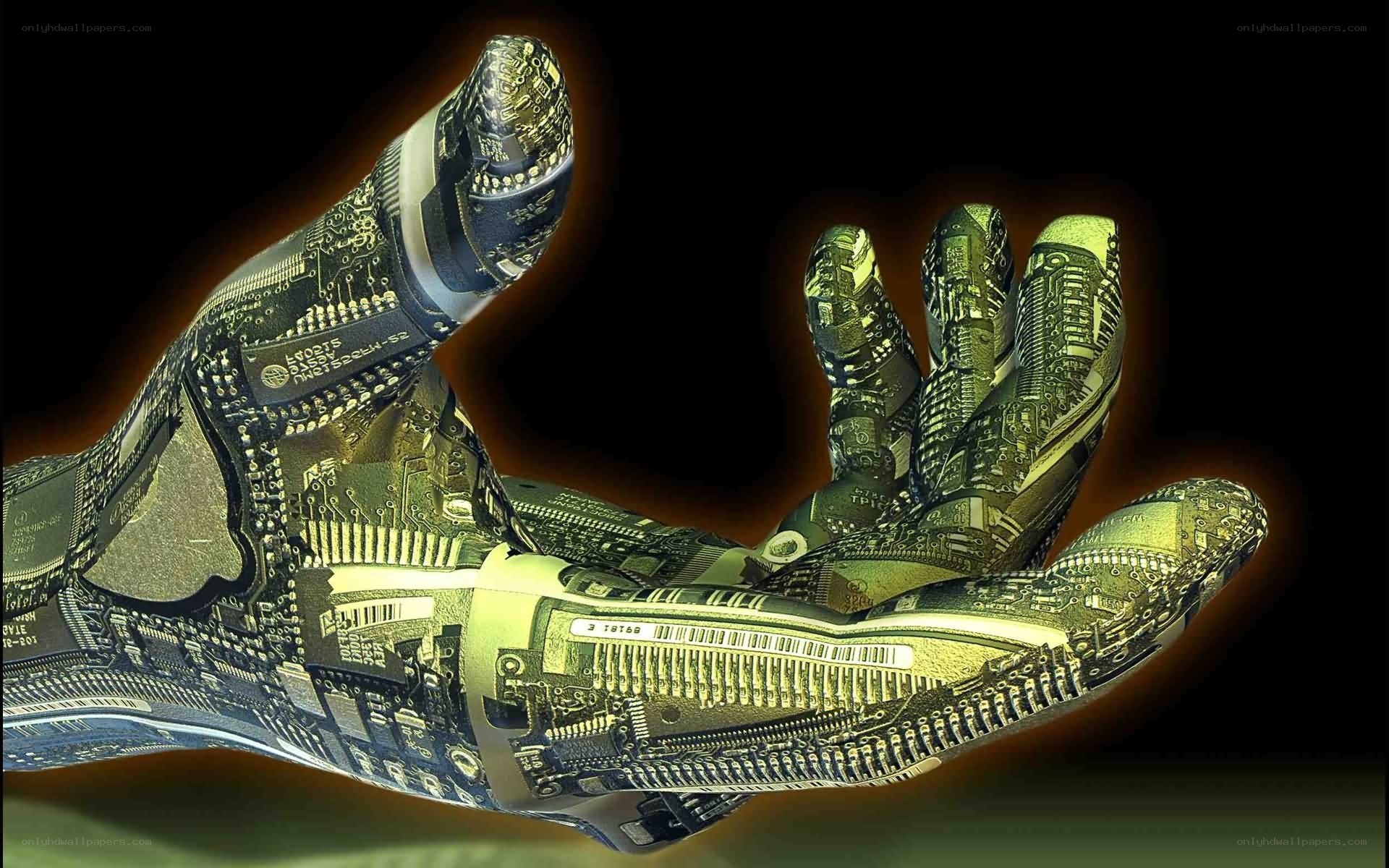 robotic hand with circuitry