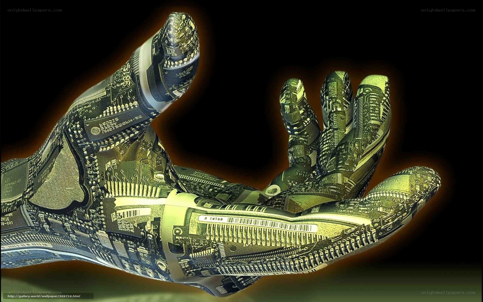 robotic hand with circuitry