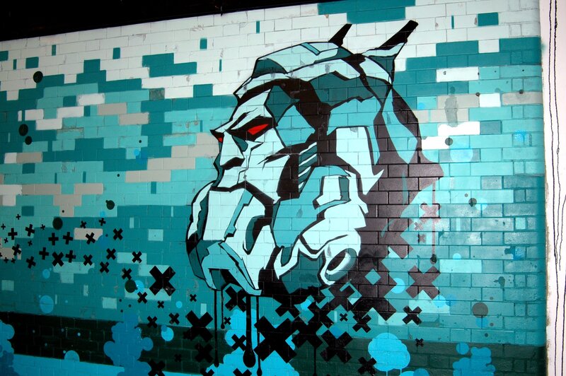 robotic head graffiti art