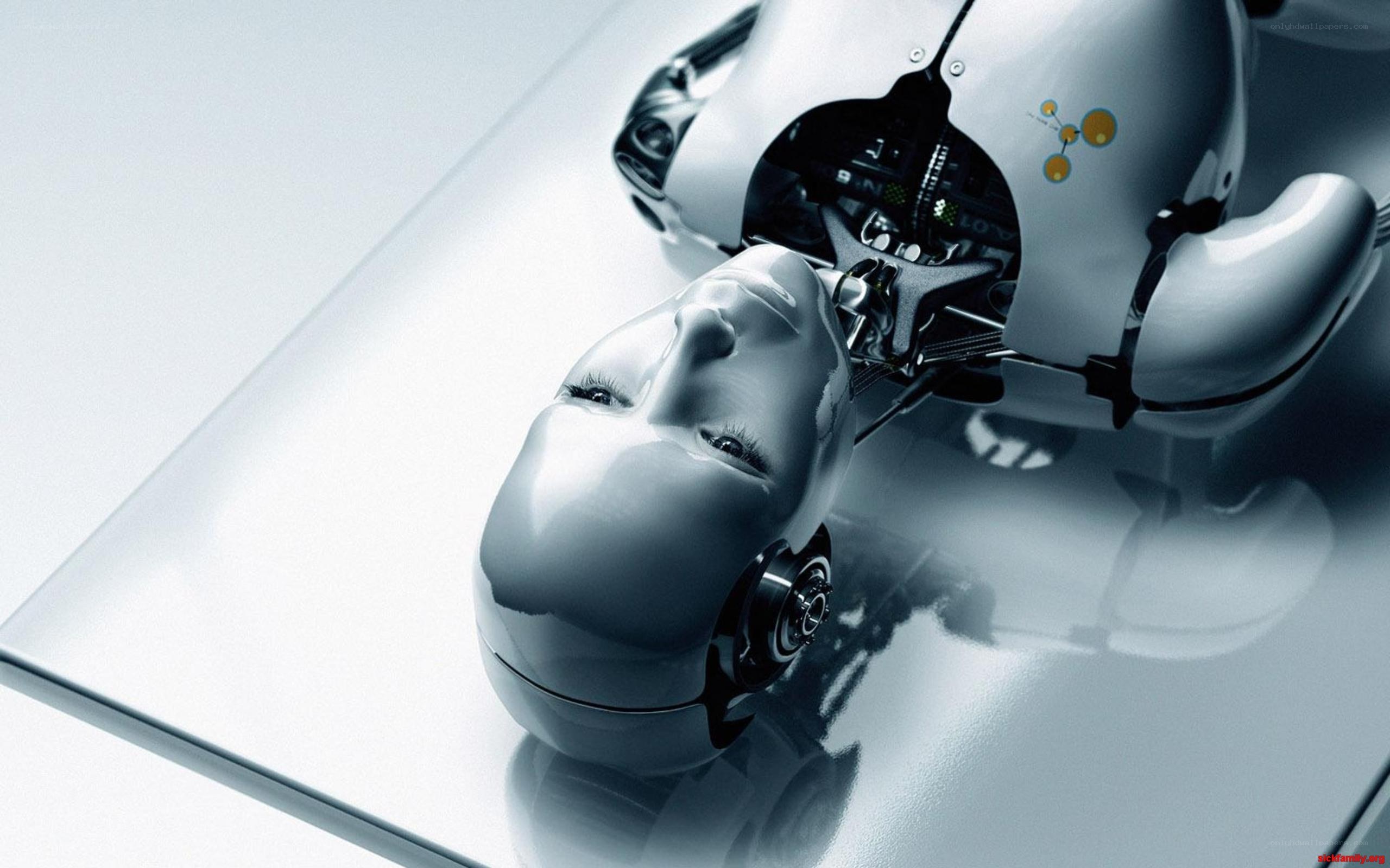 robotic head on a table