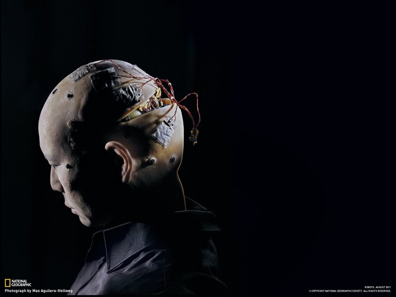 robotic head with exposed circuitry
