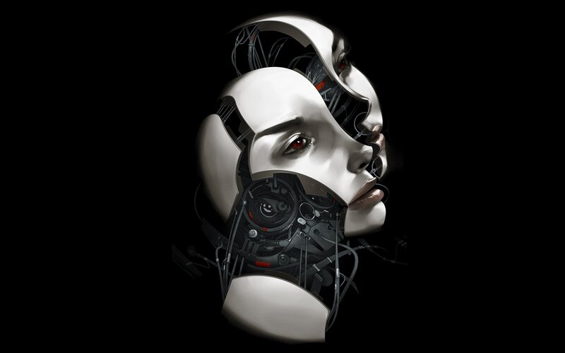 Robotic Head with Exposed Internals — Black