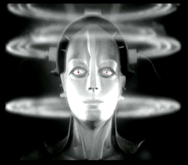 Robotic Head with Glowing Eyes — Black