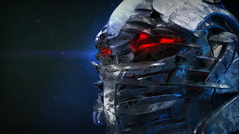 Robotic Head with Red Eyes