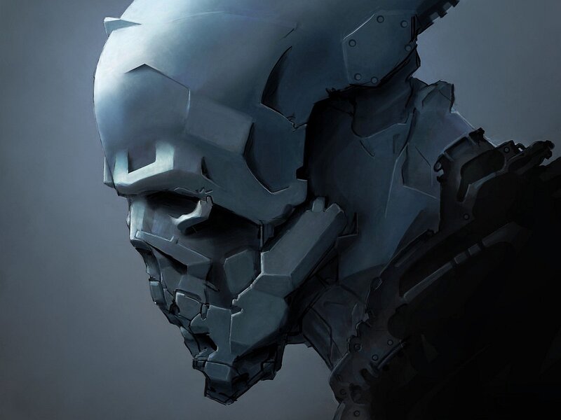 robotic helmet close-up