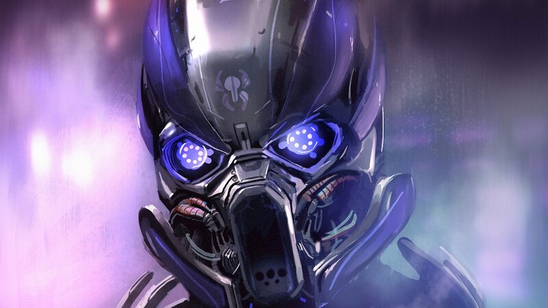Robotic Helmet — Purple, Dramatic