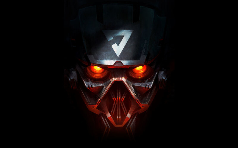 robotic helmet with glowing eyes