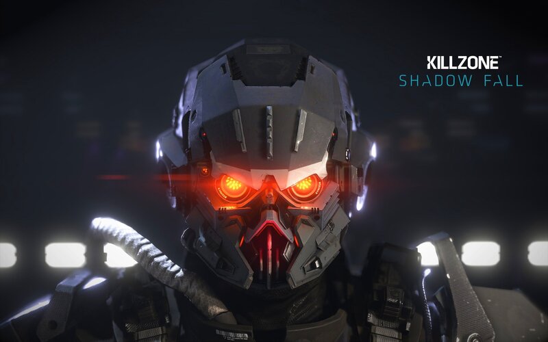 Robotic Helmet with Glowing Eyes — Black, Dramatic, Night, 3d Render
