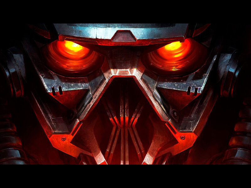 Robotic Helmet with Glowing Eyes — Red