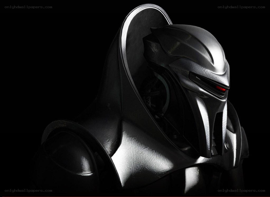 robotic helmet with red eye