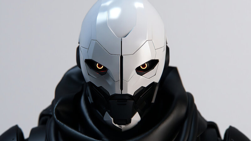 Robotic Helmeted Figure — White